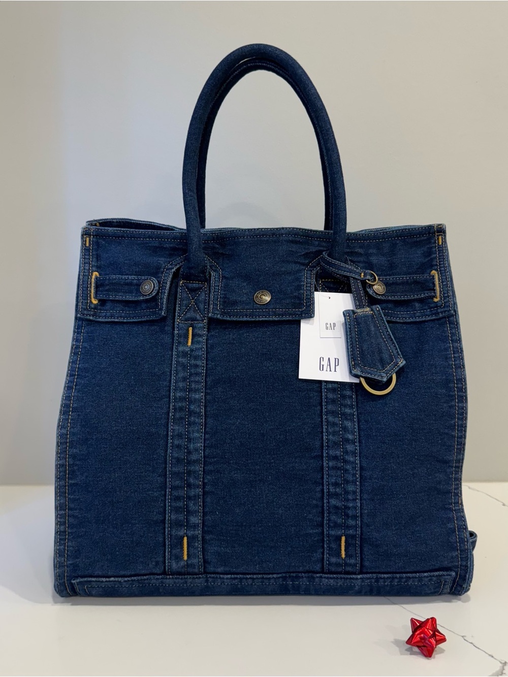 GAP Denim Five Pocket Tote LARGE Dark Wash NWT